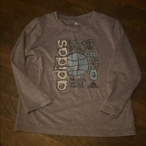 Adidas Kids Gray Graphic Long Sleeve Tee